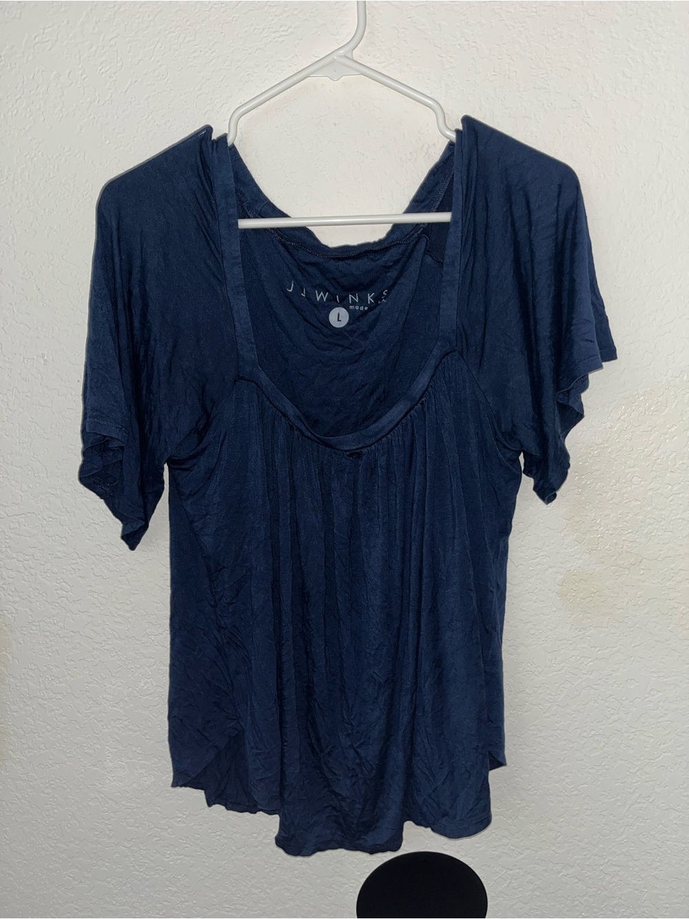 JJ Winks navy short sleeve flowy top
